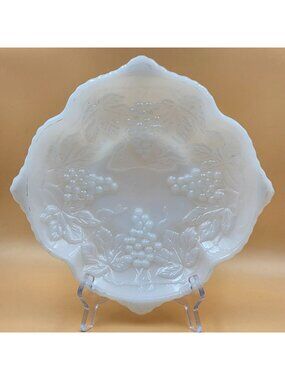 Anchor Hocking Vintage Grape Milk Glass Square Bowl